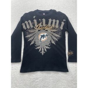 NFL Pro line Black Long Sleeve Thermal Sweater Womens Miami‎ Dolphin Top Medium